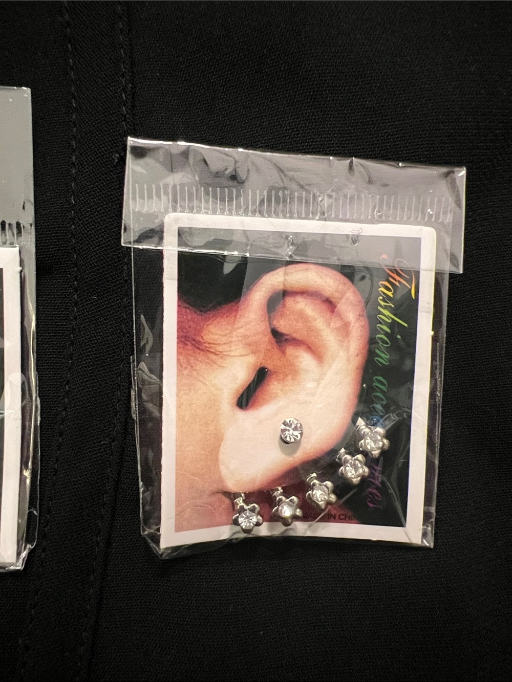 Silver Floral CZ Ear Jacket Stud Earrings  Fan Spray effect